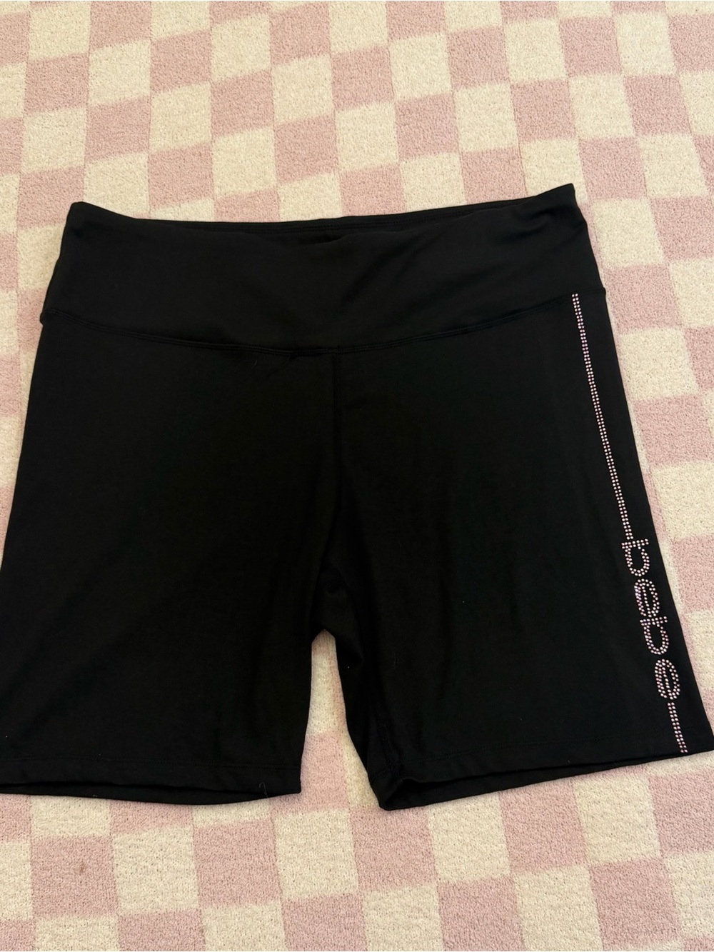 Bebe Black Women's Performance Bike Shorts with Side Detail